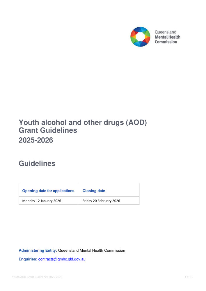 Thumbnail of Youth alcohol and other drugs grant guidelines 2025–2026