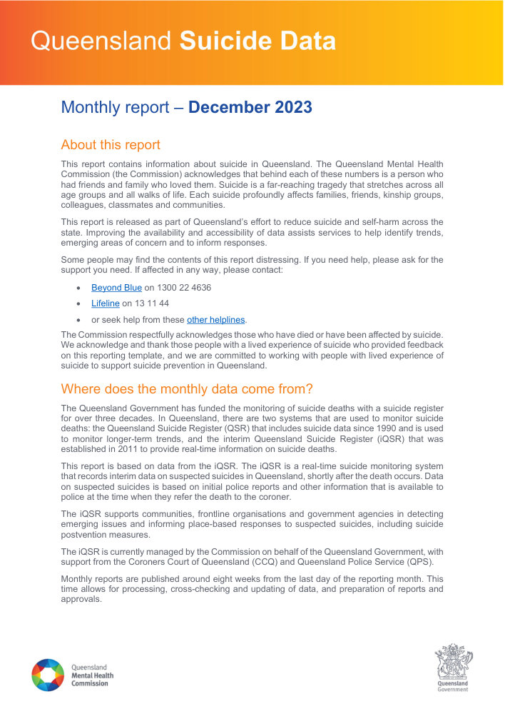 Thumbnail of Queensland Suicide Data December 2023