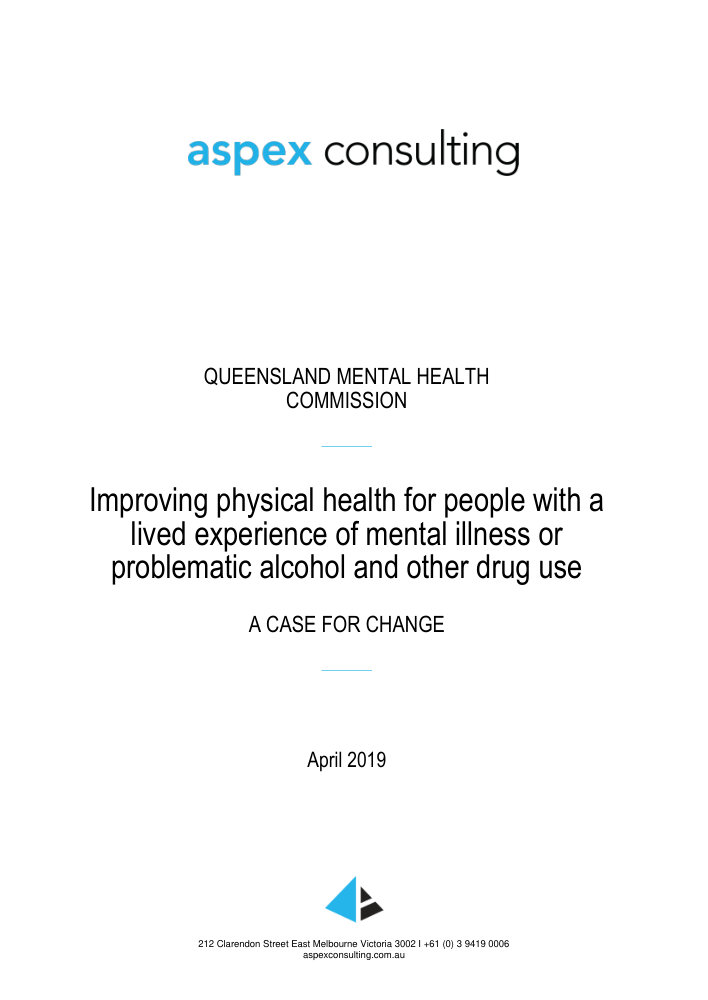 Thumbnail of Physical health project: Case for change
