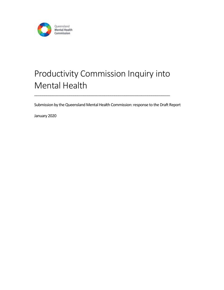 Thumbnail of Productivity Commission Inquiry into Mental Health: response to draft report