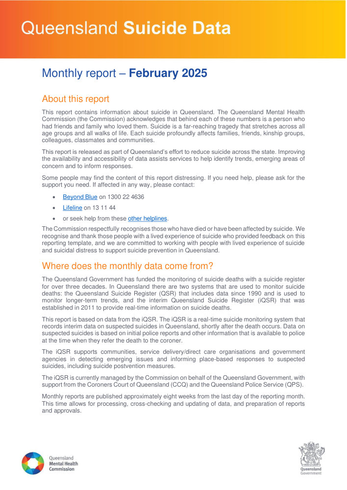 Thumbnail of Queensland Suicide Data February 2025