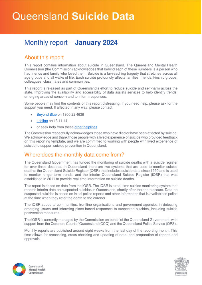 Thumbnail of Queensland Suicide Data January 2024