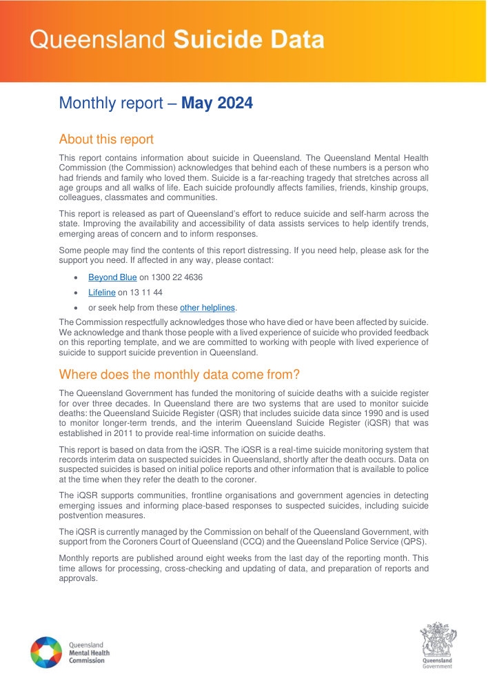 Thumbnail of Queensland Suicide Data May 2024