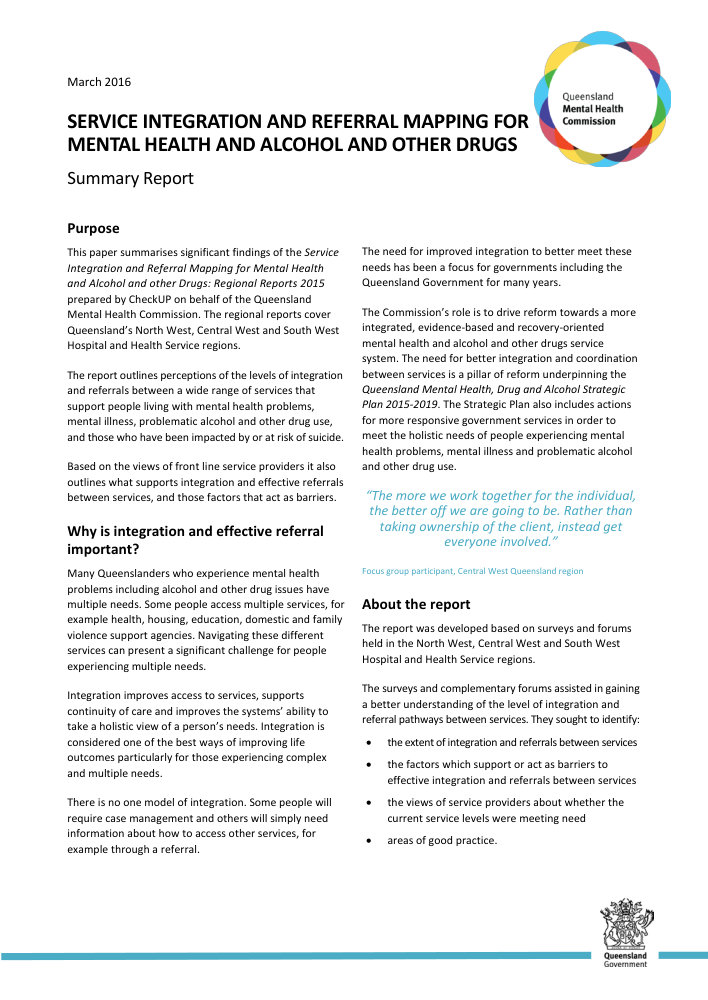 Thumbnail of Service integration and referral mapping: summary