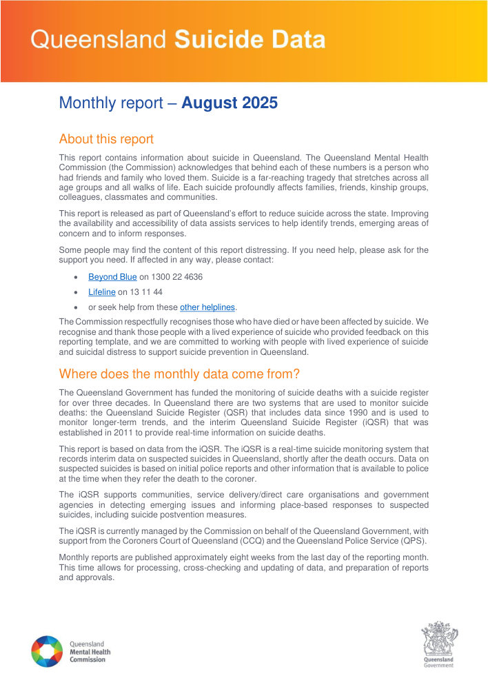 Thumbnail of Queensland Suicide Data August 2025