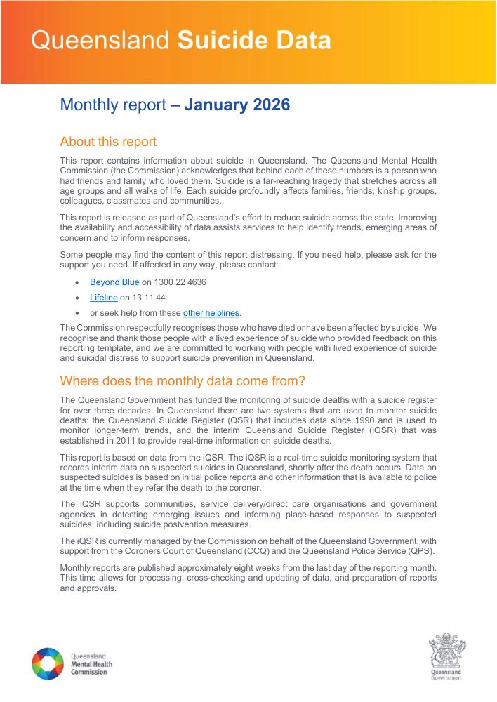 Thumbnail of Queensland Suicide Data January 2026