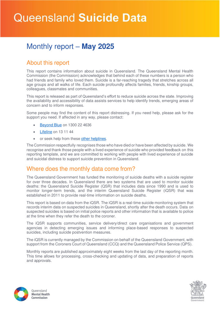Thumbnail of Queensland Suicide Data May 2025