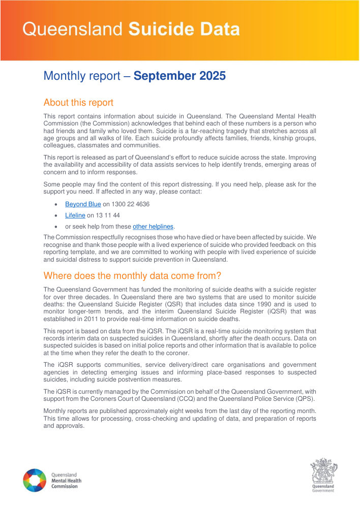 Thumbnail of Queensland Suicide Data September 2025