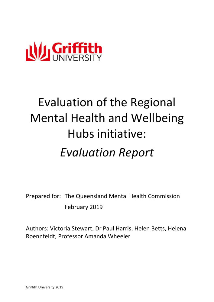 Thumbnail of Regional mental health and wellbeing hubs initiative: Evaluation