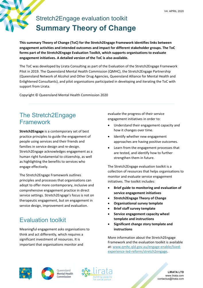 Thumbnail of Stretch2Engage evaluation toolkit: Theory of Change – Summary